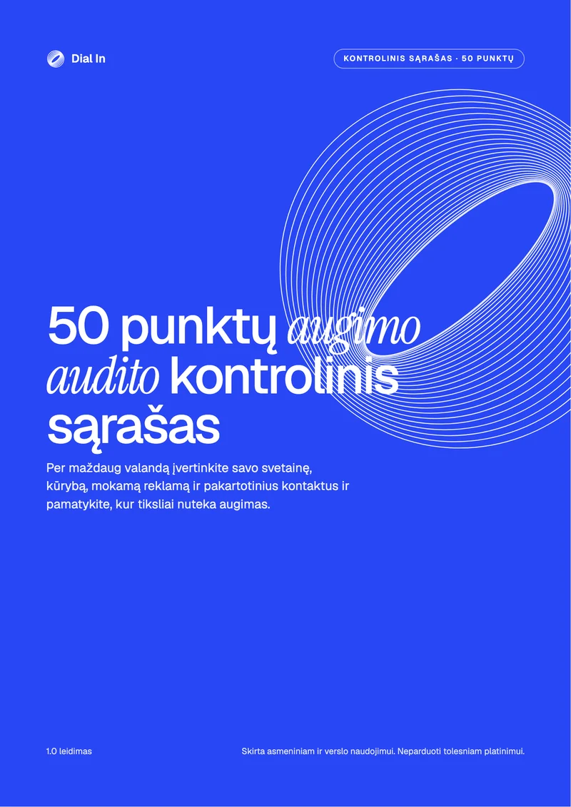 50 punktų augimo audito kontrolinis sąrašas, puslapio peržiūra 1