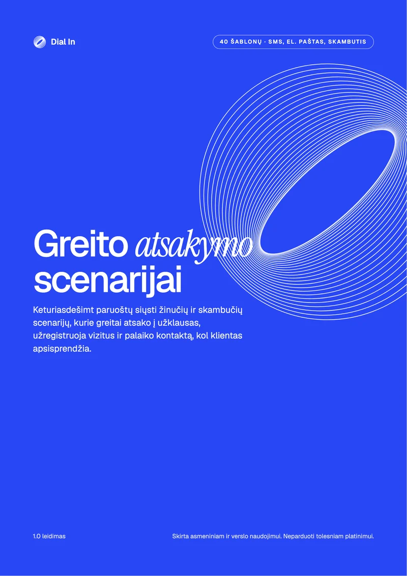 Greito atsakymo scenarijai, puslapio peržiūra 1